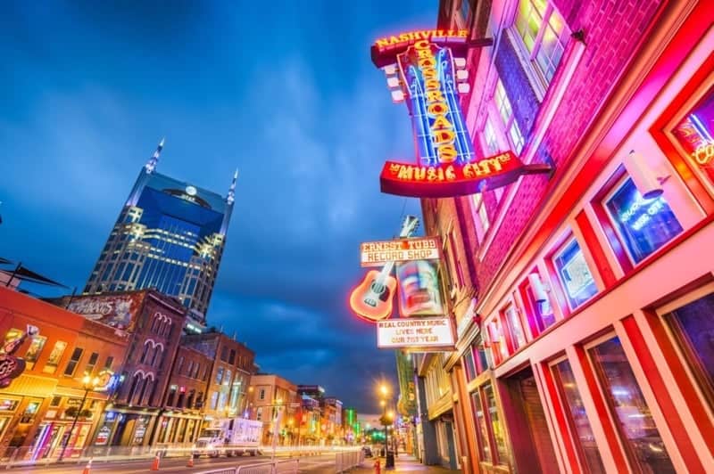 Lower Broadway Honky Tonks Nashville Tennessee